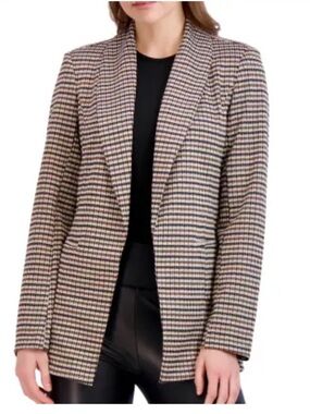 Shawl Collar Houndstooth Blazer